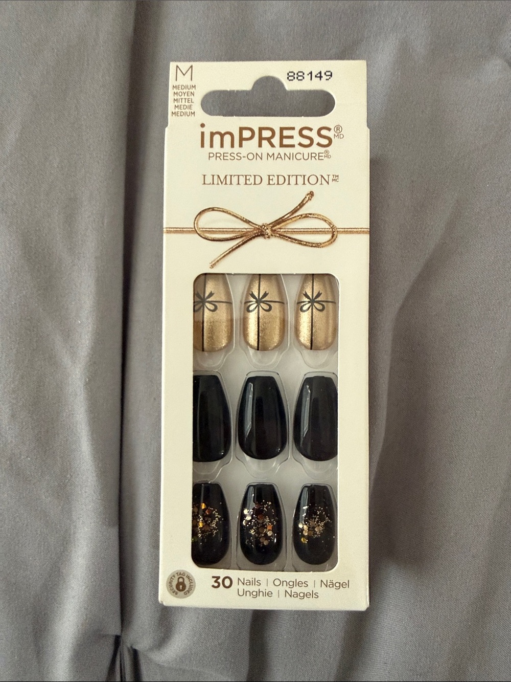 imPRESS Limited Edition Gold & Black Press-On Manicure - 30 Nails